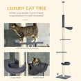 thumbnail image 4 of Floor To Ceiling Cat Tree, 5-Tier Cat Climbing Tower, 95''-106'' Height Adjustable with Carpeted Platforms, Cozy Bed, Hammock, Scratching Post & Toy Ball for Indoor Cats, Dark Gray and Cream, 4 of 8