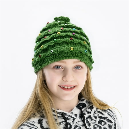 

Christmas Family Clothes Clearance! purcolt Christmas Tree Hats Unisex Knitted Beanie Hat Xmas Handmade Pom Ball Santa Hat Winter Warm Thick Crochet Cap Party Supplies Green