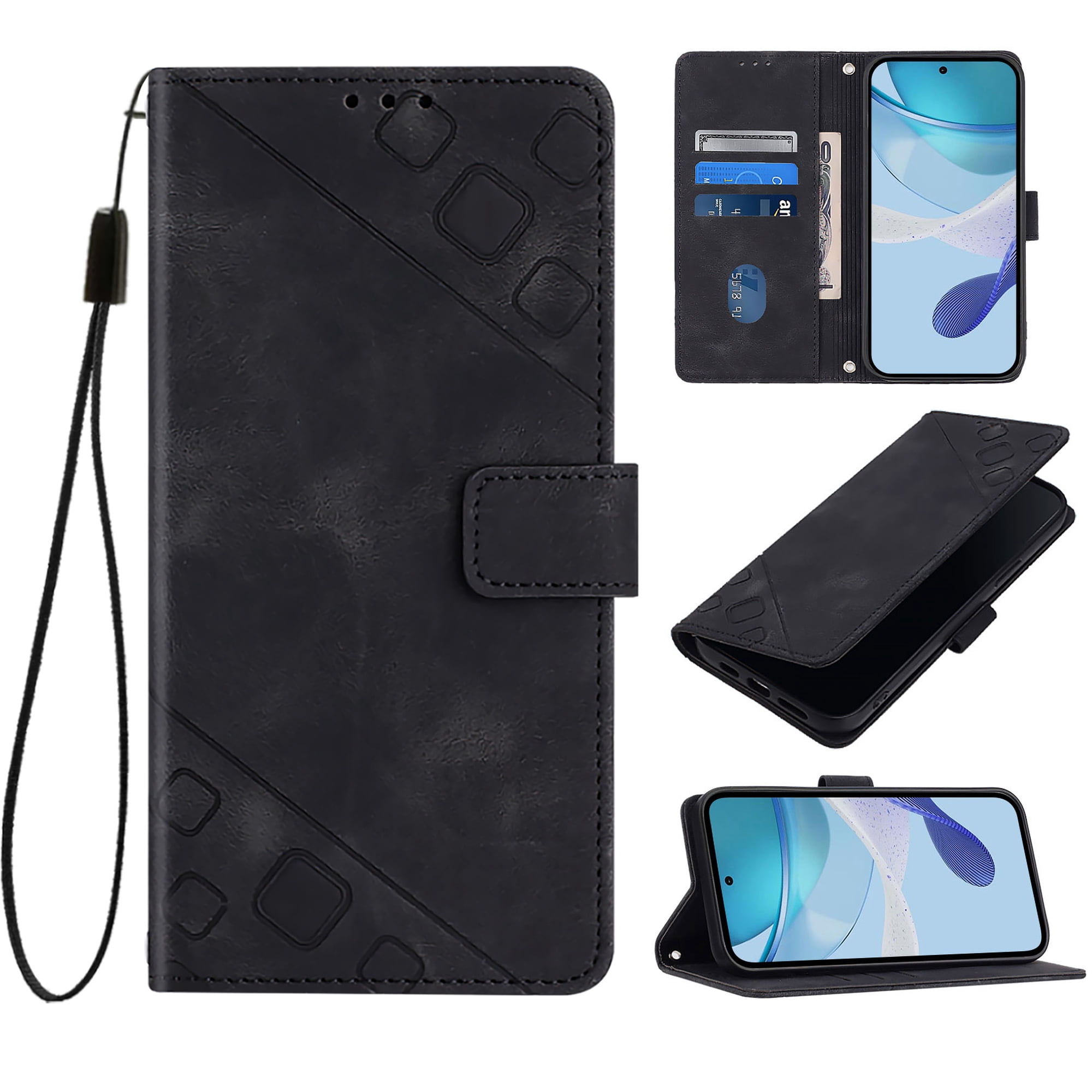 Case for Vivo X500 Pro Shockproof PU Leather Case with Card Slots Kickstand Magnetic Flip Wallet Protective Phone Cover, Black