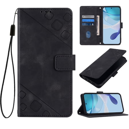 Case for Motorola Moto Edge 50 Pro Shockproof PU Leather Case with Card Slots Kickstand Magnetic Flip Wallet Protective Phone Cover, Black