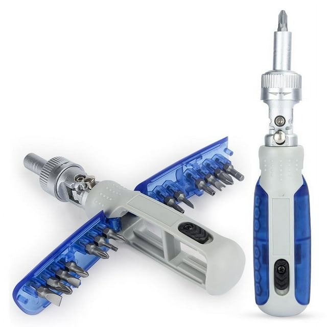 Juego de Destornilladores de Carraca Bidireccional MultiáNgulo 15 en 1 Torx Destornillador MagnéTico Bit Destornilladores de PrecisióN B