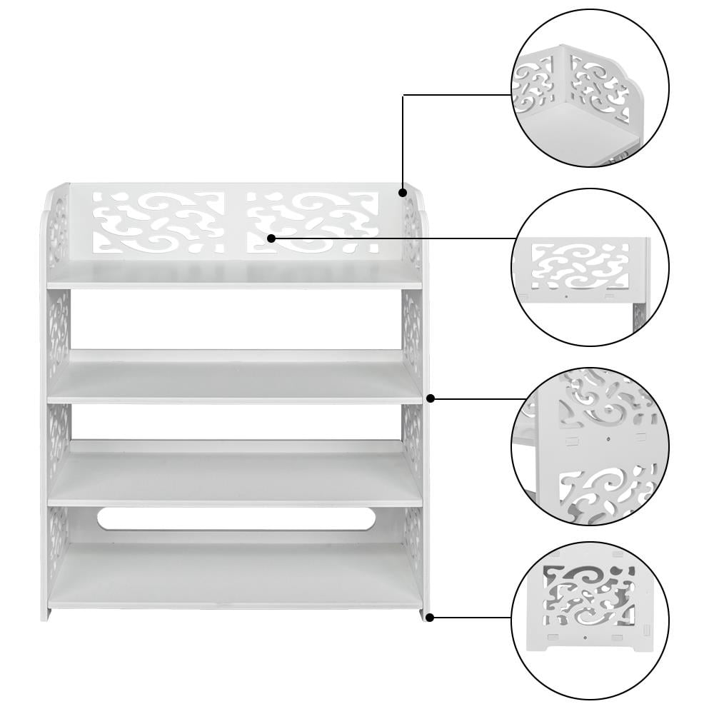 Ktaxon 4-Tier Standing Shoe Rack, Wood Plastic Board, White