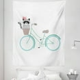 thumbnail image 1 of Bohemian Art Tapestry, Pastel Illustration of a Bike and Funny Racoon on Plain Backdrop, Fabric Wall Hanging Decor for Bedroom Living Room Dorm, 5 Sizes, Seafoam Pale Blue Grey, by Ambesonne, 1 of 1