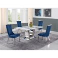 thumbnail image 3 of White Marble 5pc Dining Set with Silver Stainless Steel and 4 Chairs, 3 of 4