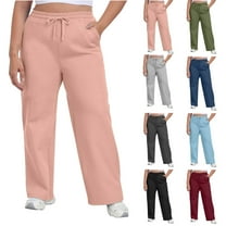Plus Size Sweatpants for Women with Pockets Elastic Waist with Drawstring Pants Pants for Women Joggers Pants Casual Soft Sweatpants Lounge Pants on Clearance