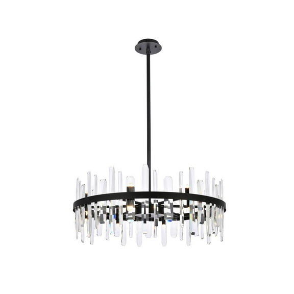 Serena 32 inch crystal round chandelier in black