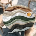 thumbnail image 3 of Abstract Wave Texture Round Fitted Table Cover Retro Brown Brown Bump Waterproof Table Cloth with Elastic Edge Wipeable Tablecloth for Picnic Camping Party Fits 45"-54" Diameter, 3 of 8