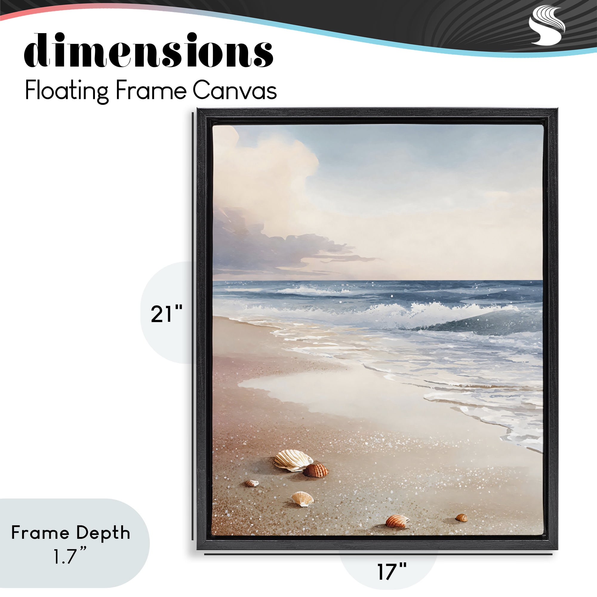 Stupell Industries Washed Up Seashells Black Framed Floater Canvas Wall Art, design by Franklyn Gregory