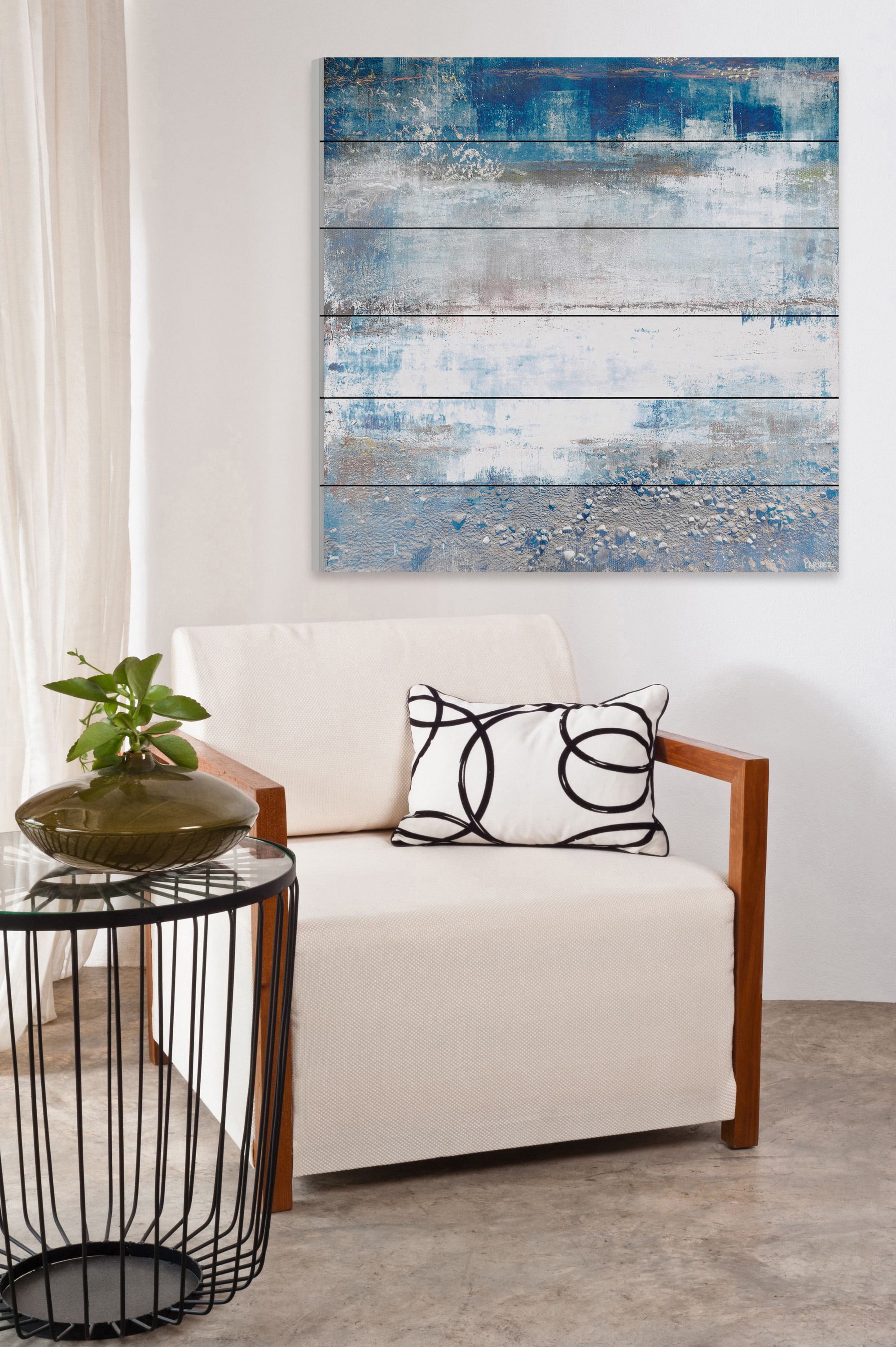 "White Splash" Painting Print on White Wood
