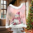 thumbnail image 6 of Hvot&aat Merry Christmas Sweaters for Women Faux Fur Trim V Neck Sweatshirts Xmas Graphic Long Sleeve Holiday Pullover, 6 of 7