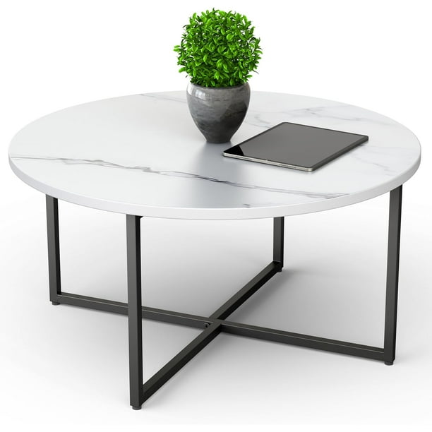 Round Coffee Table with Cross Wood Legs Small Center Low Table Walmart.ca