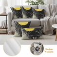 thumbnail image 6 of Yellow Moonlight Outdoor Waterproof Pillow Covers, Modern Rustic Rabbits Botanical Decorative Square Throw Pillowcase Sofa Cushion Sham for Patio/Couch/Chair, 24"x24" 2 Pack, 6 of 8