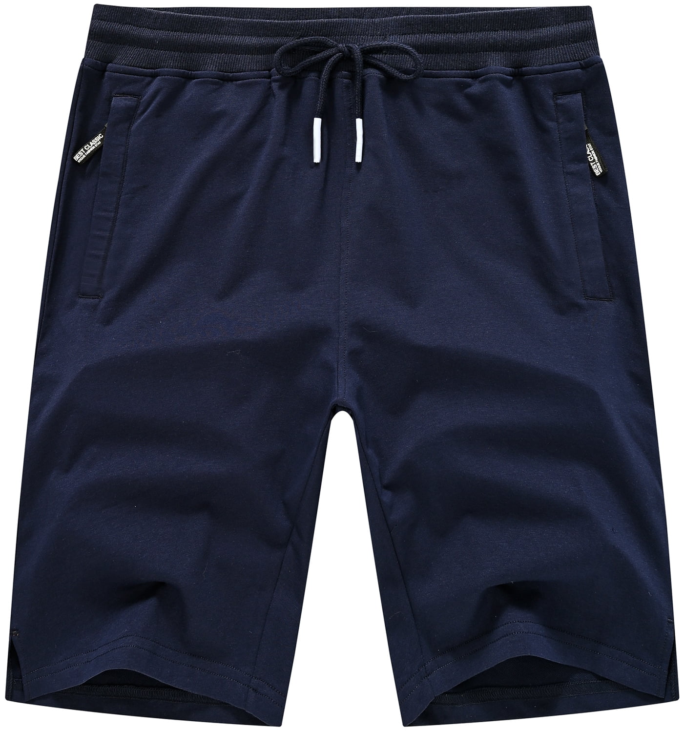 QPNGRP Men's Zipper Pockets Elastic Stretch Waist Workout Casual Shorts 