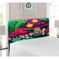 thumbnail image 2 of Mushroom Headboard, Illustration of a Long Worm near Mushroom Houses Fictional Little Creatures, Upholstered Decorative Metal Bed Headboard with Memory Foam, Twin Size, Multicolor, by Ambesonne, 2 of 4
