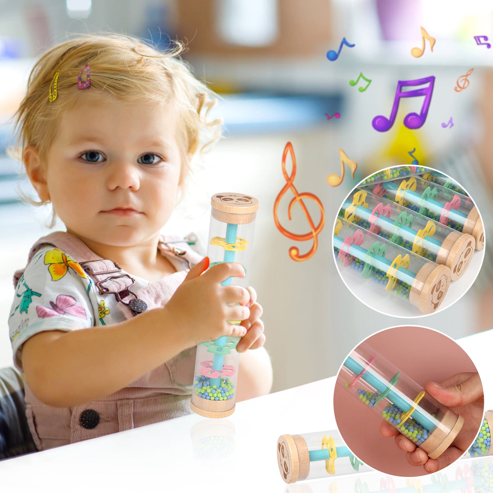 Early Learning Kids Play Rain Sound Maker Colorful Beads Tube Toy Gift 40x5.2cm 