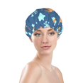 thumbnail image 3 of YFYANG Women's Double Waterproof Shower Cap, Blue Christmas Pattern Reusable Hair Cap for All Hair Styles and Head Sizes, 3 of 9