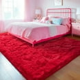 thumbnail image 4 of ZENELESS Indoor Fluffy Rug,5x7 Red Fuzzy Non-Slip Carpets for Living Room Bedroom Home Decor, 4 of 7