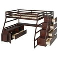 thumbnail image 5 of Harper & Bright Designs Full Size Loft Bed with Desk and Storage Stairs, Wood Loft Bed Full with 7 Drawers & Shelve, High Loft Bed with Desk for Boys Girls, Espresso, 5 of 16