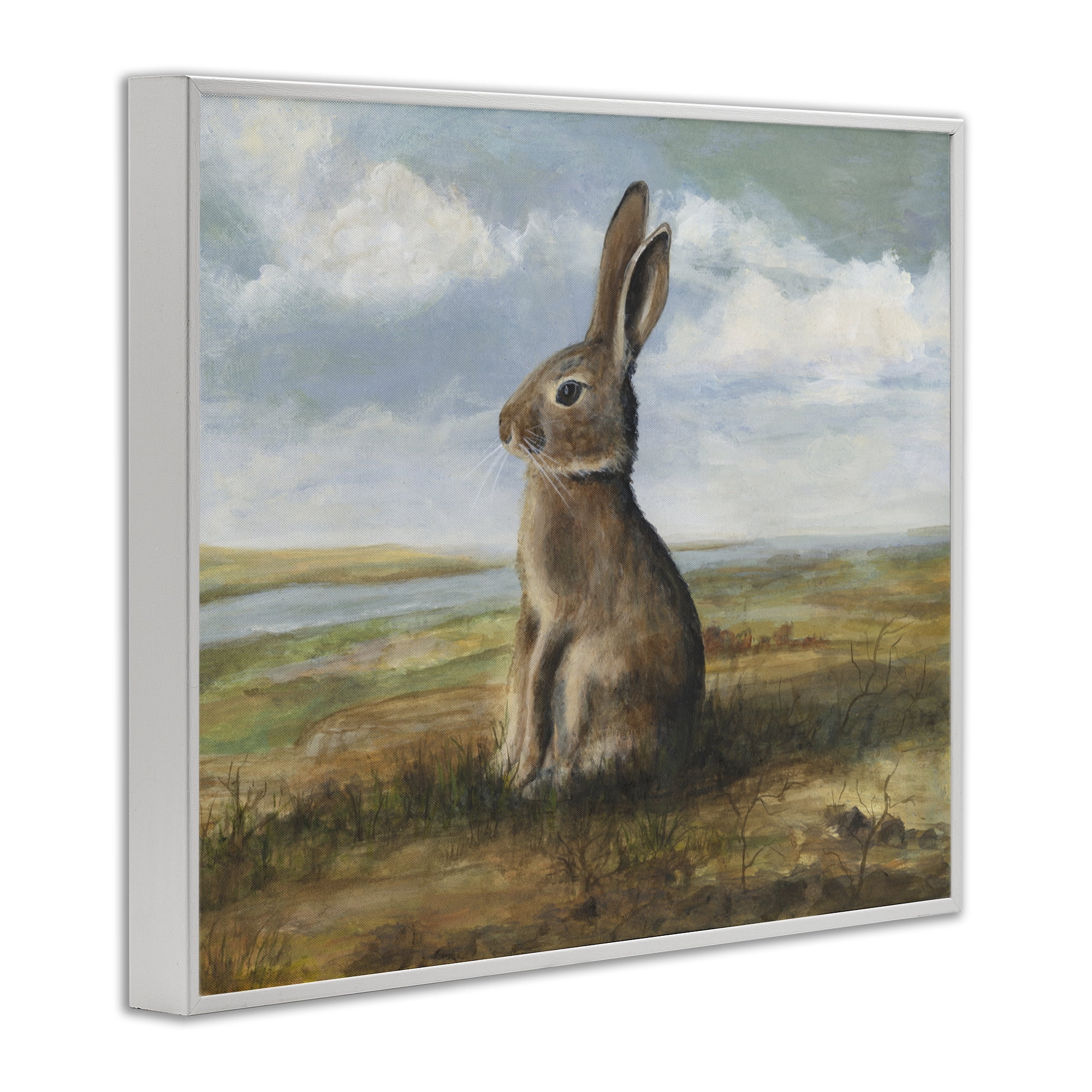 Stupell Industries Classic Rabbit in Countryside White Framed Giclee Art, design by Michael Willett