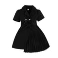 thumbnail image 1 of QHFBli Robe Fille Beige à Manches Courtes Col Boutonné devant Uniforme Scolaire Noir 2-3 Ans, 1 of 7