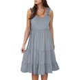thumbnail image 2 of Xunlbb Summer Savings Sundress Women's Fashion Holiday Summer Solid Color Sleeveless Party Beach Dress Beach Vacation Clothes for Women Size S-2XL, 2 of 8