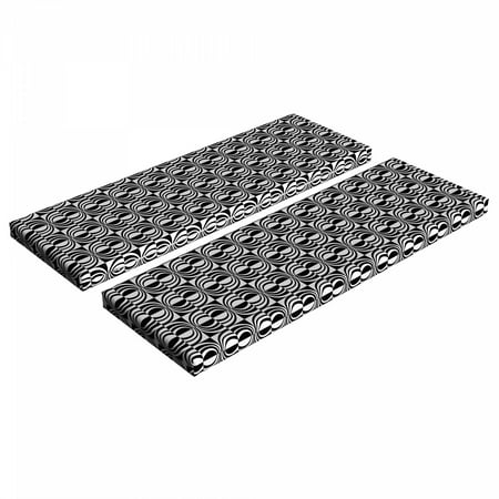 

Contemporary Bench Cushion Set of 2 Checkered Pattern with Contrast Colors and Curvy Lines Modern Mosaic Standard Size Foam Pad and Decorative Cover Black and White by Ambesonne