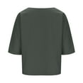 thumbnail image 4 of Fesfesfes Women's Summer Tee Comfy Loose Solid Color 3/4 Sleeved Round Neck T-Shirt Fashionable Balancing Coverage Breathability Blouses(Army Green,L), 4 of 5
