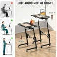 thumbnail image 5 of Small Standing Desk with Wheels, Portable Treadmill Desk, Rolling Desk Adjustable Height for Laptop, Mobile Standing Table for Walking Pad, Bedside Table, 5 of 18
