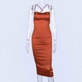 thumbnail image 4 of IROINNID Women's Sleeveless Solid Color Sheath Dress Fashion Hanging Neck Open Back Slim Band Hip Wrap Sexy Dress Square Neck Knee-Length Dress, 4 of 9