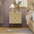 thumbnail image 4 of Brafabhome Rattan Nightstands with 2 Drawers, Modern Bedside Table with Large Storage for Bedroom, Accent Sofa End Tables for Living Room, Set of 2 | Nature, 4 of 11