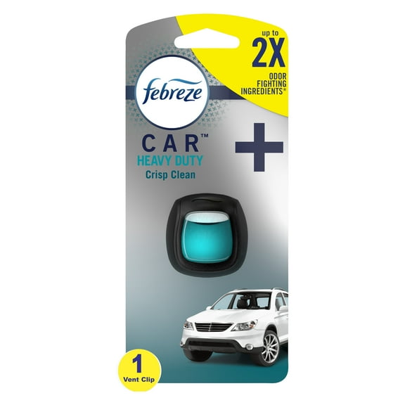 Febreze Odor-Fighting Car, Heavy Duty Air Freshener Vent Clip, Crisp Clean, 1 count