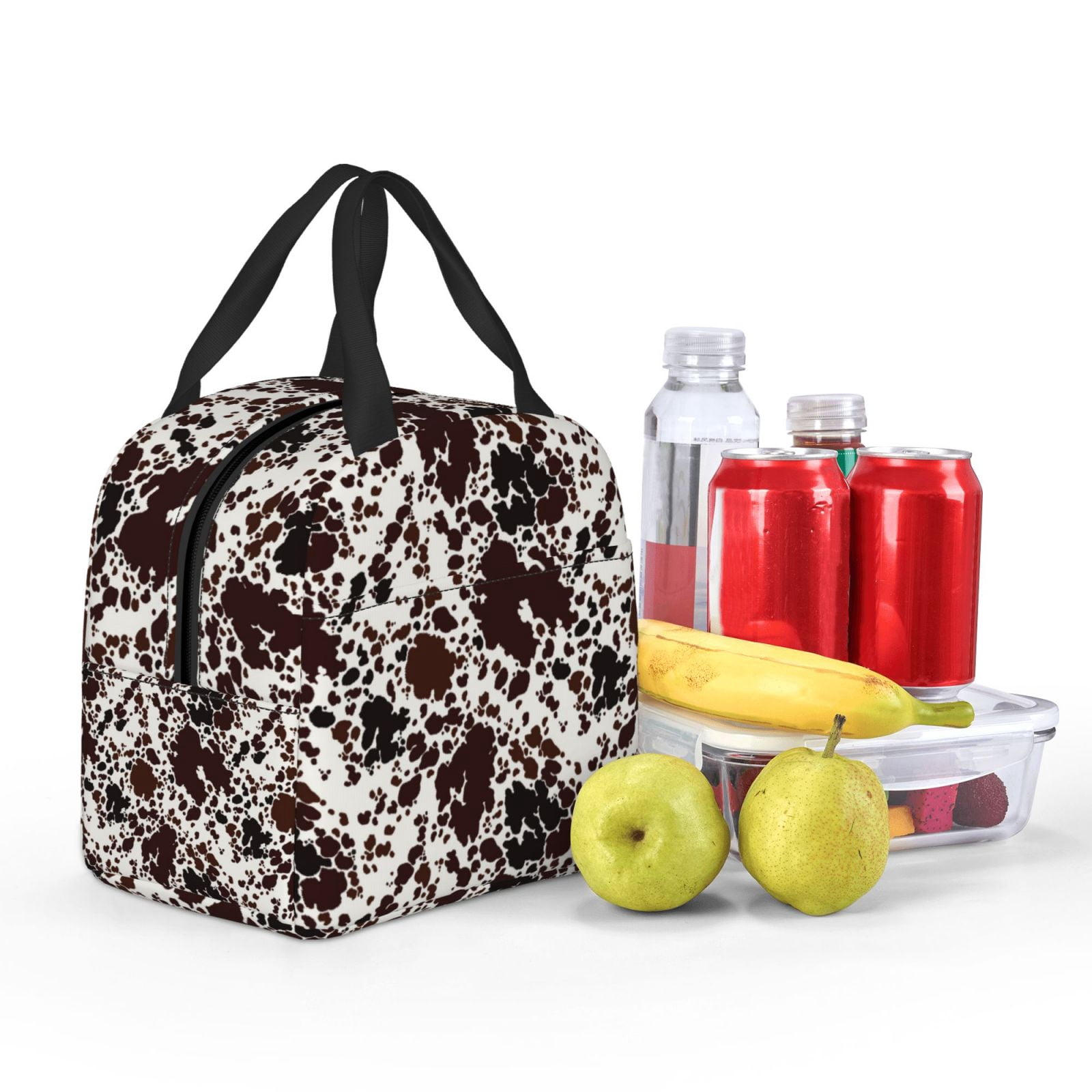 Defioc Cow Skin Print Lunch Box,Lunch Bag for Women Men Reusable Insulated Lunch Tote for Work/Office/Picnic/Travel