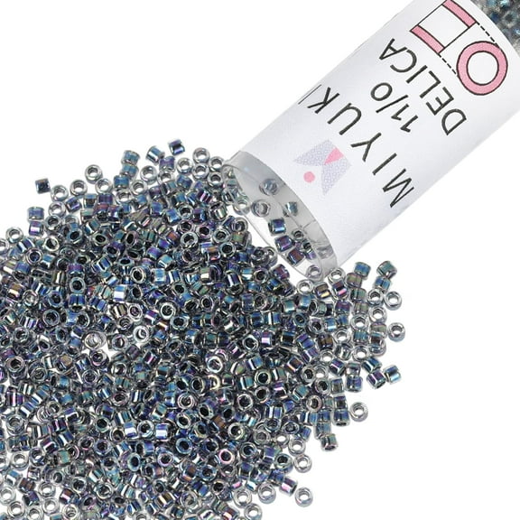 Miyuki Delica Seed Beads – Size 11/0 (1.6 mm), DB0086, Lined Dark Blue AB, 7.2g, Approx. 1440 Beads