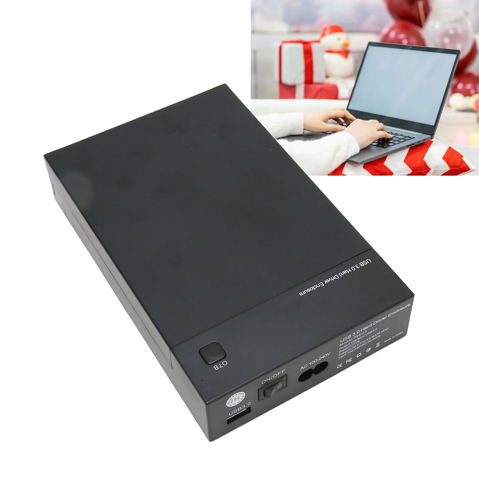 Hard Disk Case, US Plug 100-240V Auto Sleep High Speed HDD Enclosure  for 2.5/3.5in SSD