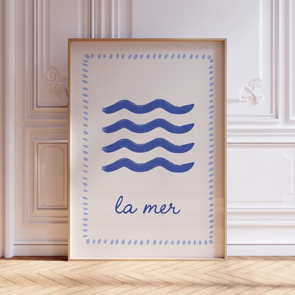 La Mer French Quote Coastal Summer Wall Art, Unframed Paper Print Size 8x12