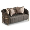 thumbnail image 3 of MICHAEL AMINI Lisbon Upholstered Chenille & Metal Loveseat in Onyx and Gold, 3 of 15