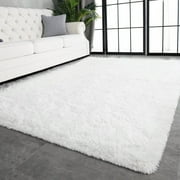 GPED Fluffy Area Rug,6x9 ft Soft Shaggy Rugs Fluffy Carpets, Non-Skid Plush Area Rugs for Living Room Bedroom DecorWhite