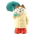 thumbnail image 2 of Figura pequeña de gato, micropaisaje, estatuas de animales, escultura, decoración de estante Gato paraguas, 2 of 9