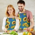 thumbnail image 5 of Blue Sunflower Pattern Apron-Garden Aprons for Women with Pockets-Cotton Linen Waterproof Kitchen Cooking Gardening Aprons Adjustable for Kitchen,Cooking,BBQ and Salon 33x27 Inch, 5 of 7