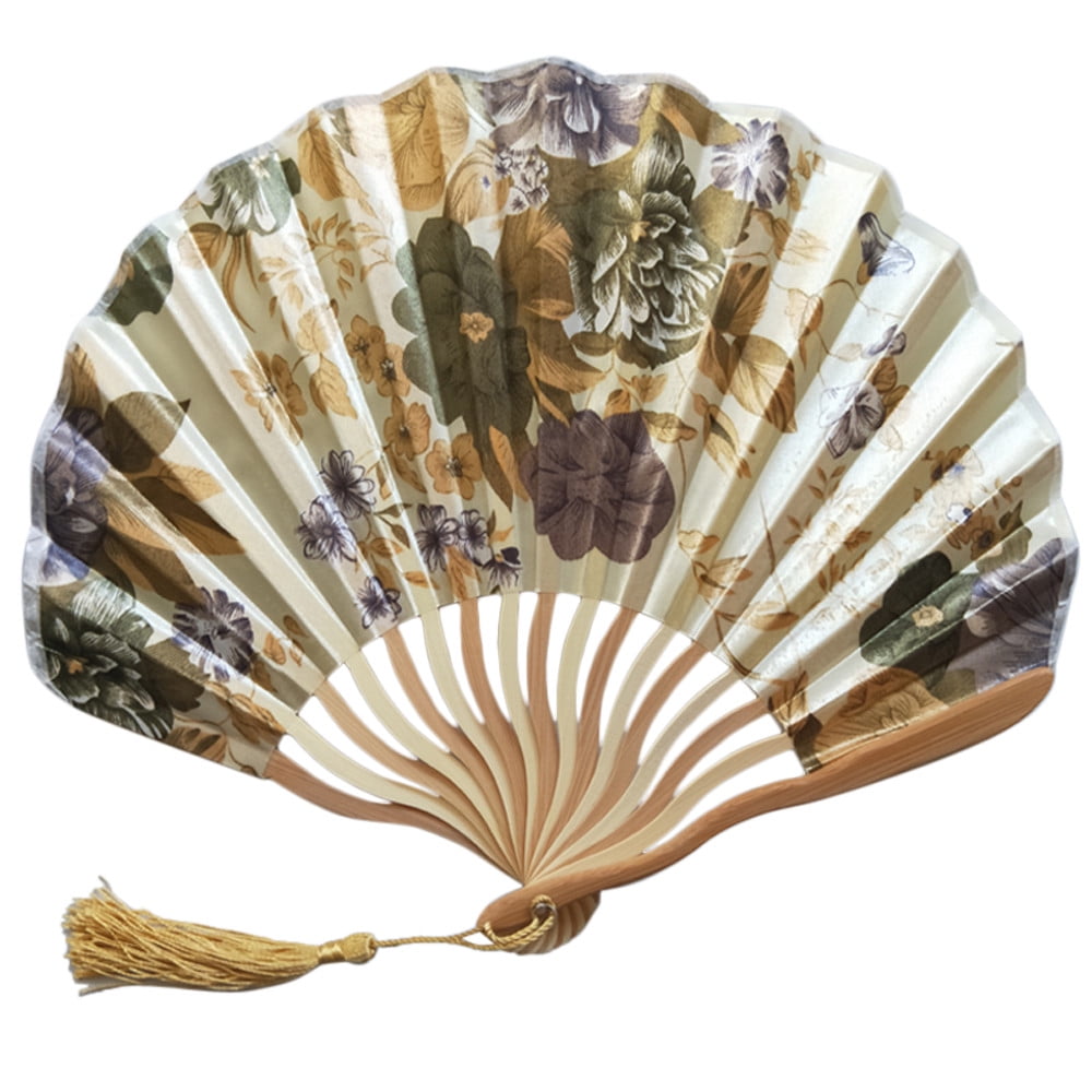 Best Chinese Style Solid Silk Hand Held Folding Fan for Dance Party Black 