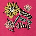 thumbnail image 6 of Wild Bobby Worship While You Wait Sunflower Pink and Yellow Inspirational/Christian Women Tri-Blend Racerback Tank Top, Shocking Pink, X-Large, 6 of 6