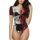 thumbnail image 1 of Balery Red And White Screaming Demon Skull Body de cuello redondo de manga corta para mujer Tops de manga corta Tops básicos-Large, 1 of 7