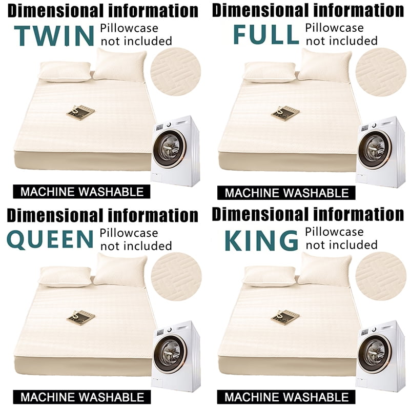 Soft quilted mattress cover, breathable blended padded thick protector, without pillowcases, bedroom essential, decorative pad, elegant mattress cover, high-quality sewing, breathable fabric, plush b