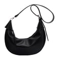 thumbnail image 1 of Bolsos de viaje de media luna para mujer Bolso bandolera de moda Bolso bandolera de cuero PU de color sólido, 1 of 9