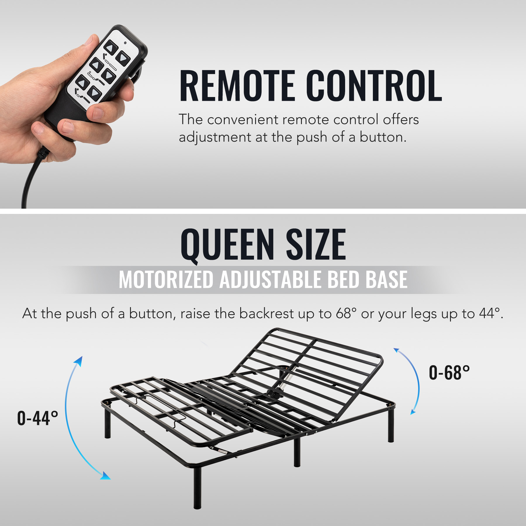 Bestco Electric Adjustable Queen Bed Frame Head and Foot Elevating Metal Bed Base