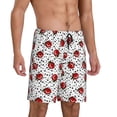 thumbnail image 2 of Honeii Red Ladybugs On Black Dotted Print Men's Pajama Sleepwear Shorts - a comfy pajama bottom and lounge short for Relaxed Home Wear-XX-Large, 2 of 6