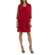 R&M Richards Women's Embellished Two-Piece Dress with Sheer Jacket