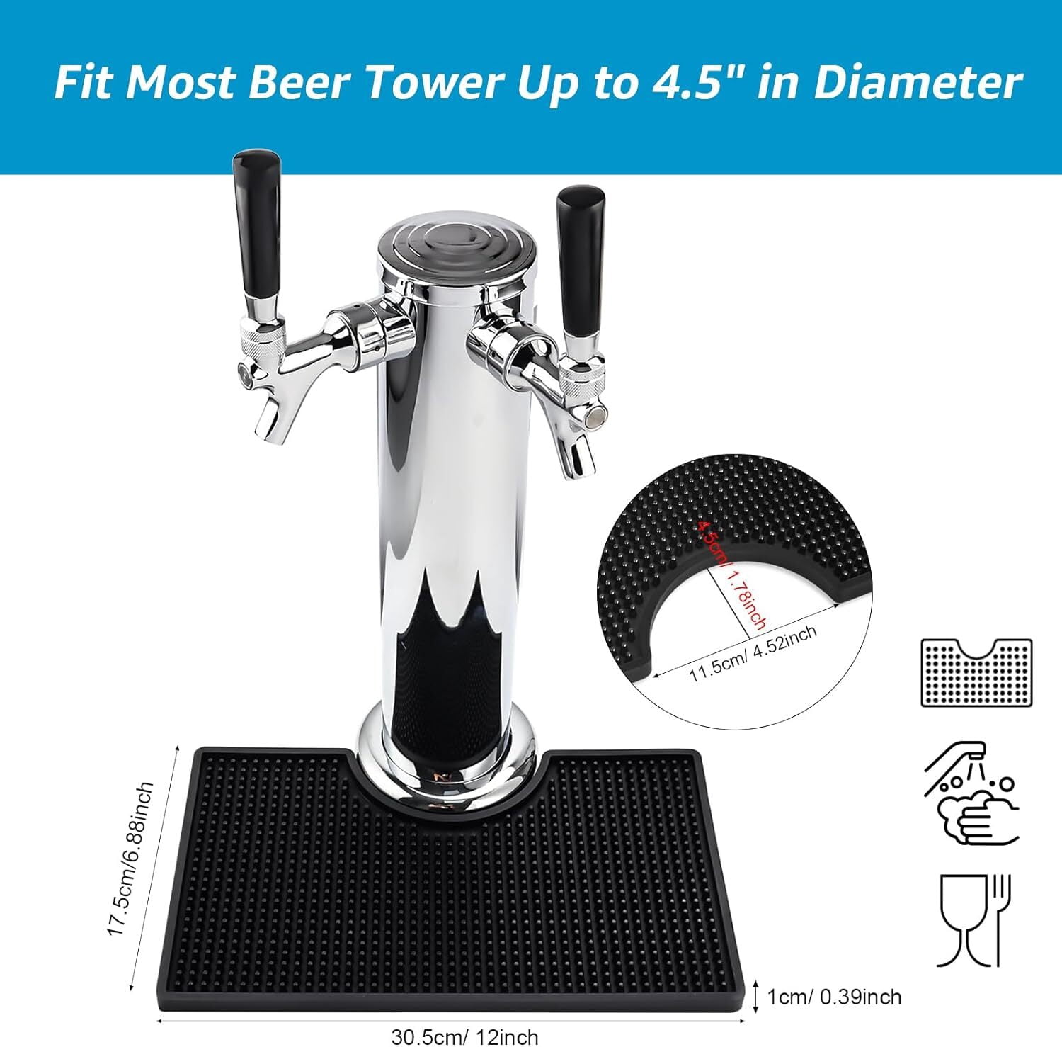 Wellbom Kegerator Tower, Double Tap Beer Tower Stainless Faucet Homebrew Draft Beer Dispenser with Drip Tray