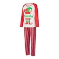 thumbnail image 3 of Christmas Pajamas for Family, Long Sleeve Elf Print Tops + Plaid Pants Set Sleepwear Loungewear, 3 of 10