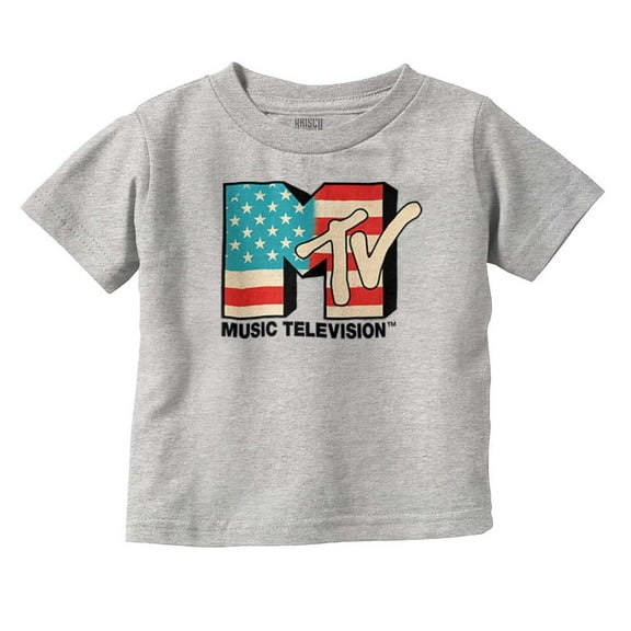 Vintage MTV American Flag Logo Toddler Boy Girl T Shirt Infant Toddler Brisco Brands 6M